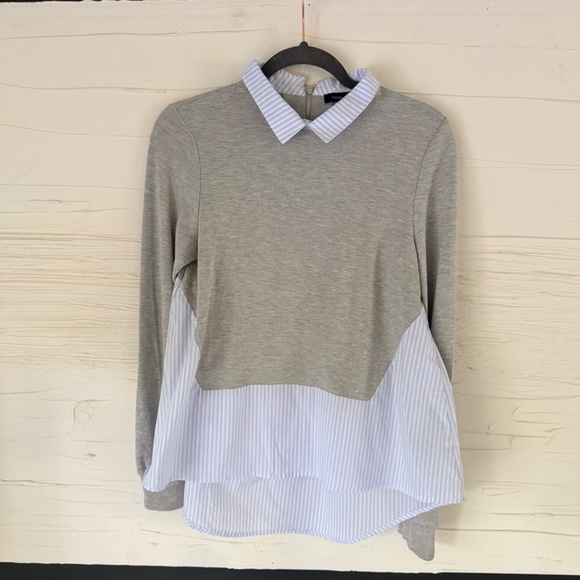 Bloomingdale's | French Connection | Size Small | Grey/Blue Mix It Shirt - Picture 2 of 9